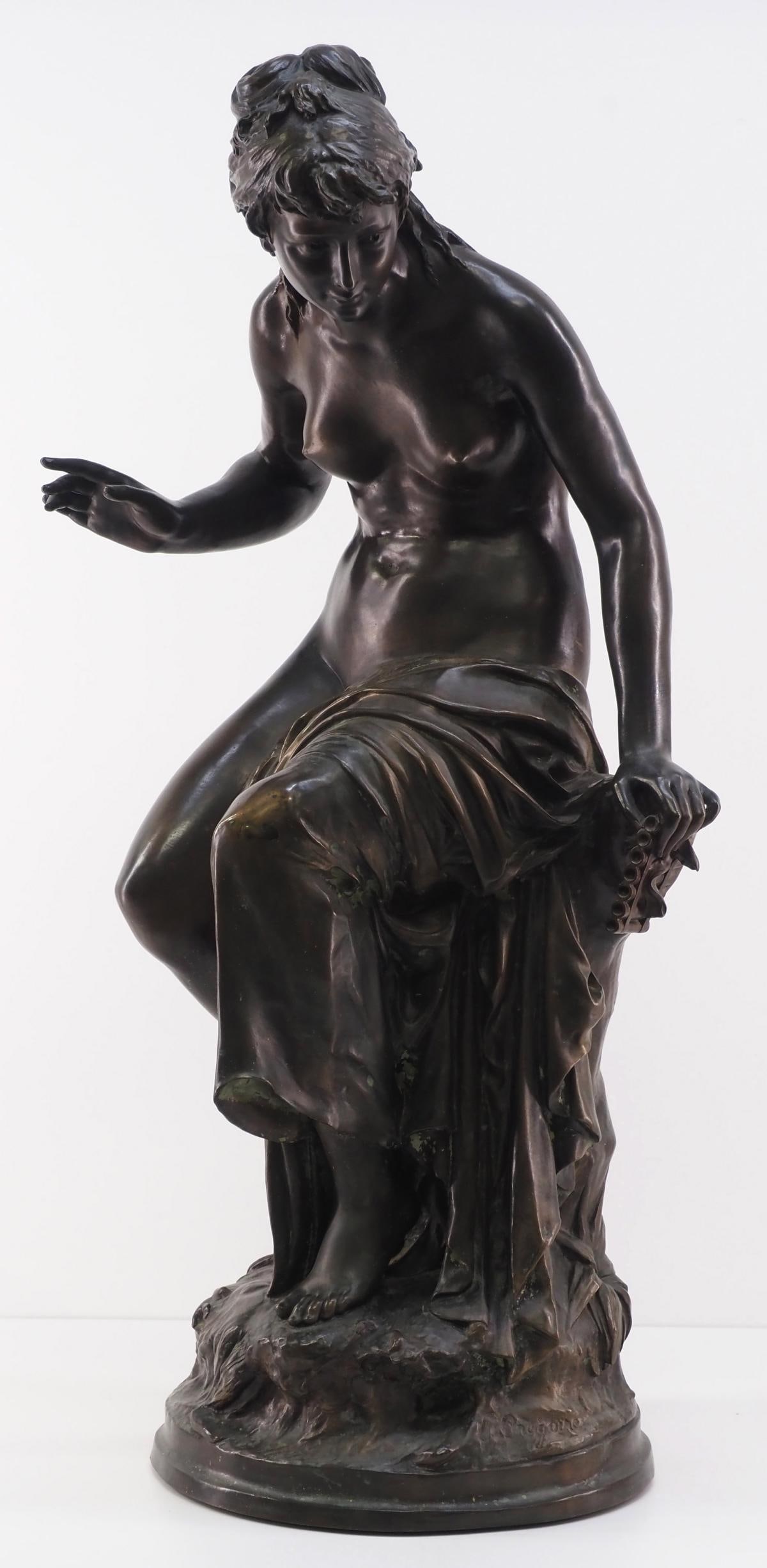 Bronze Sculpture of Woman with Flute (1 of 6)