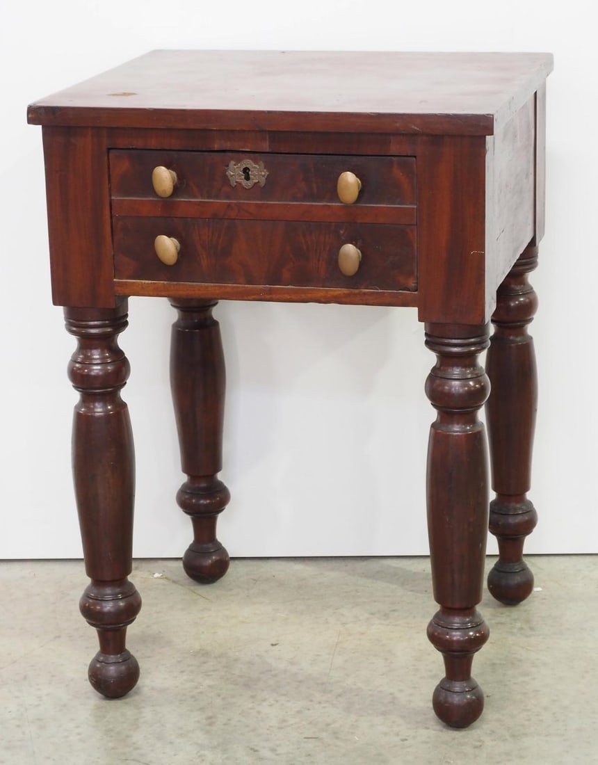 Poplar Side Table with 2 Crotch Mahogany Drawer (1 of 4)