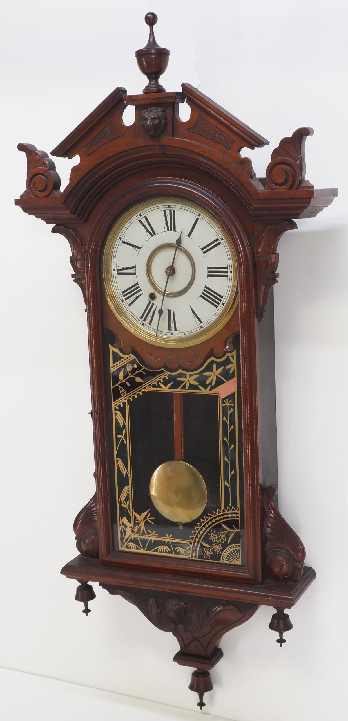 New Haven Regulator Wall Clock with Carved Wood Case (1 of 6)