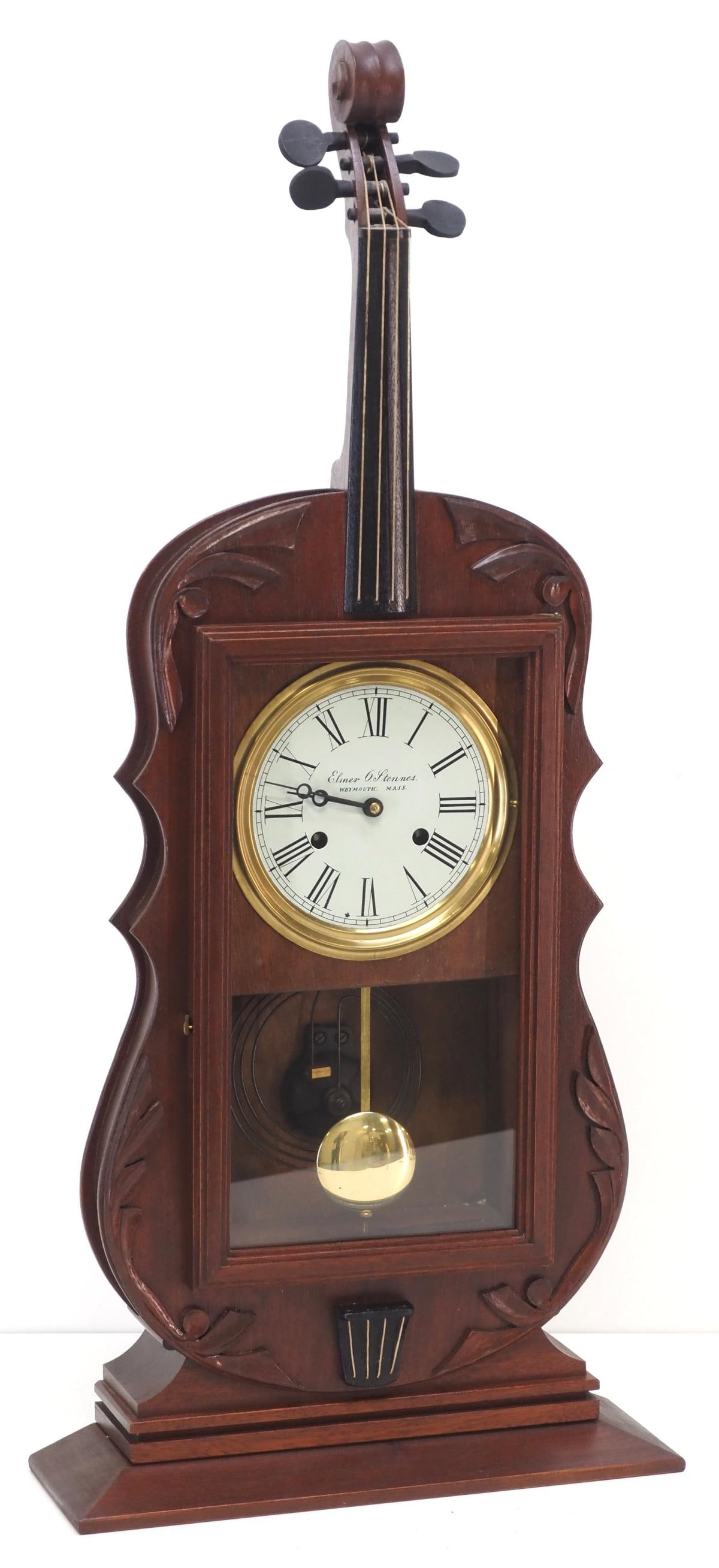 Elmer O. Stennes Violin Clock with Key (1 of 3)