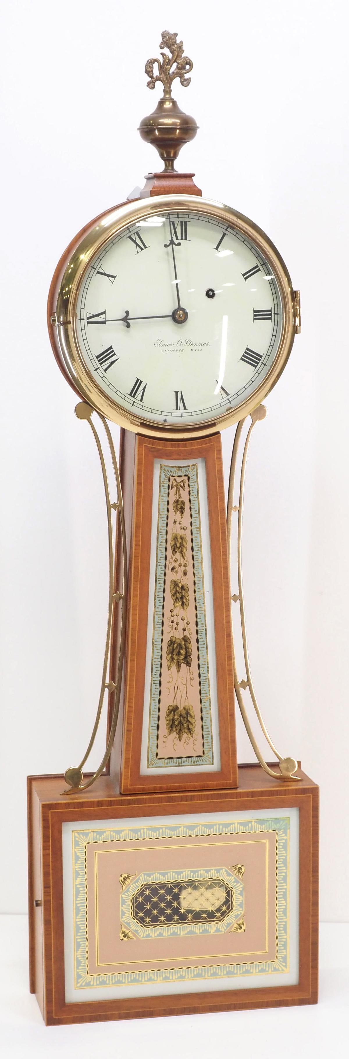 Elmer O. Stennes Banjo Wall Clock with Reverse Painted Glass Panels (1 of 5)