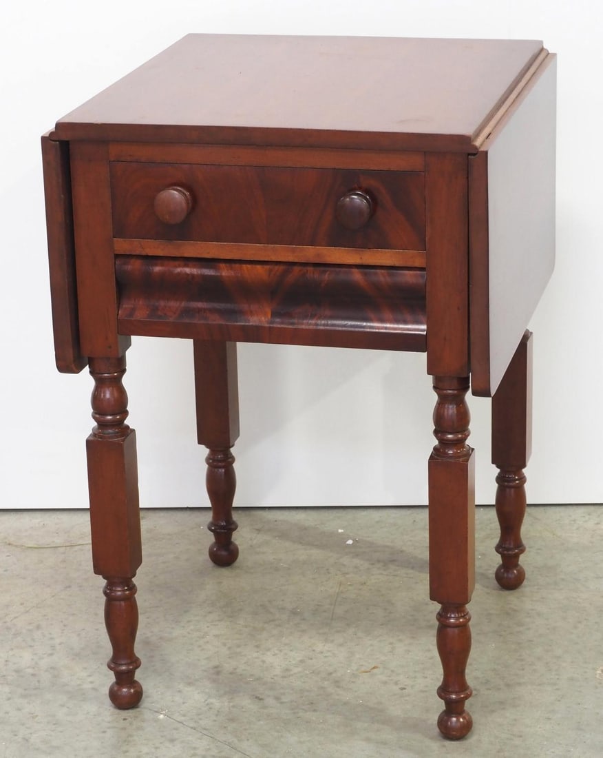 Cherry & Mahogany Crotch-Front Double Drawer, Double Drop-Leaf Table (1 of 5)