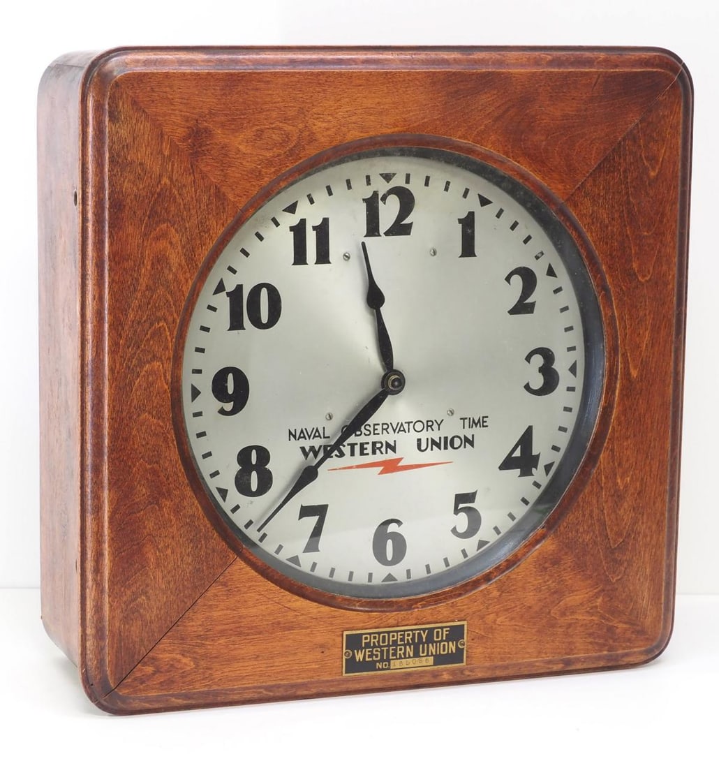 Mahogany Cased Western Union Secondary Wall Clock (1 of 3)