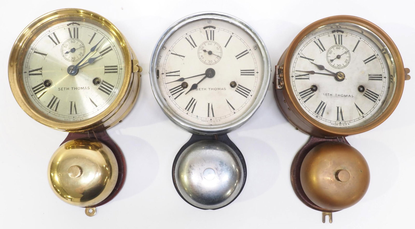 (3) Seth Thomas Ships Bell Clocks, c.1910 (1 of 3)