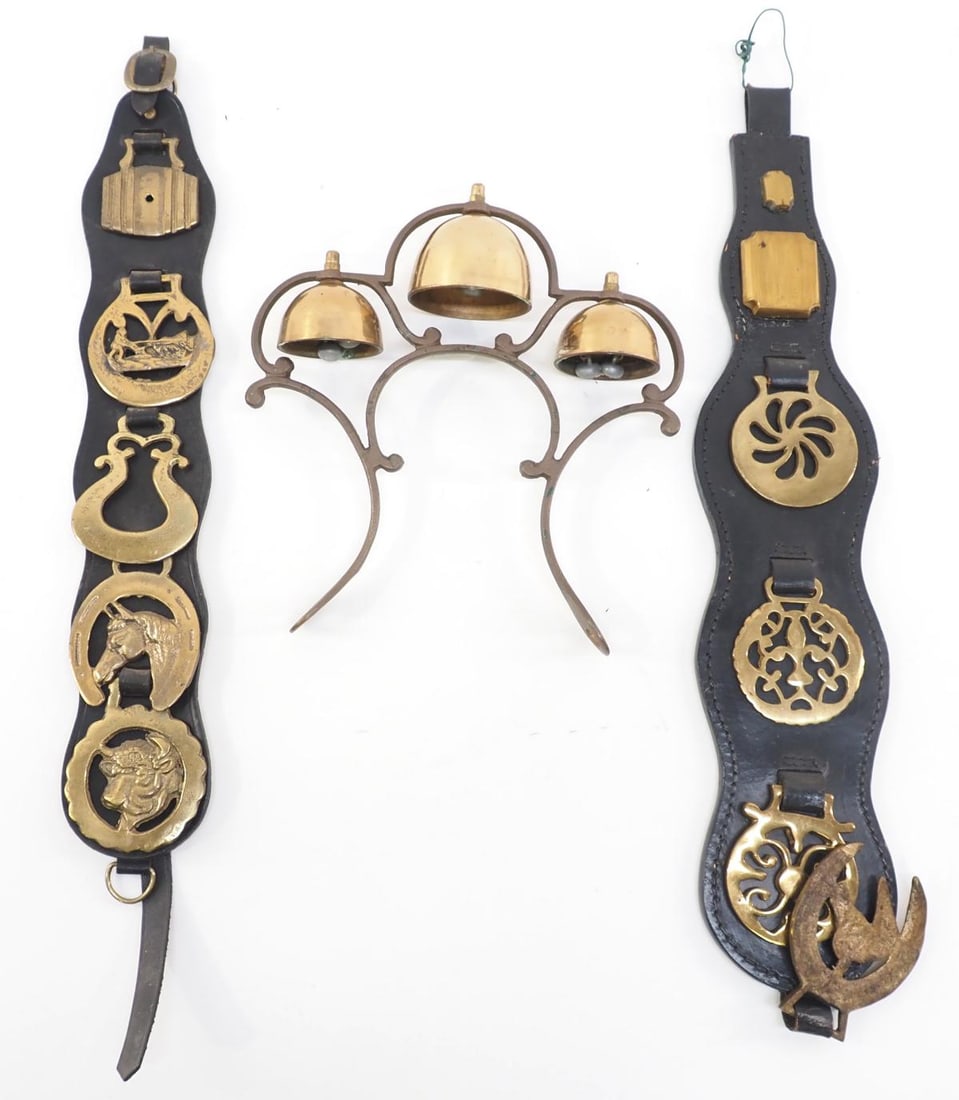 (2) Leather straps of brass harness ornaments (1 of 4)