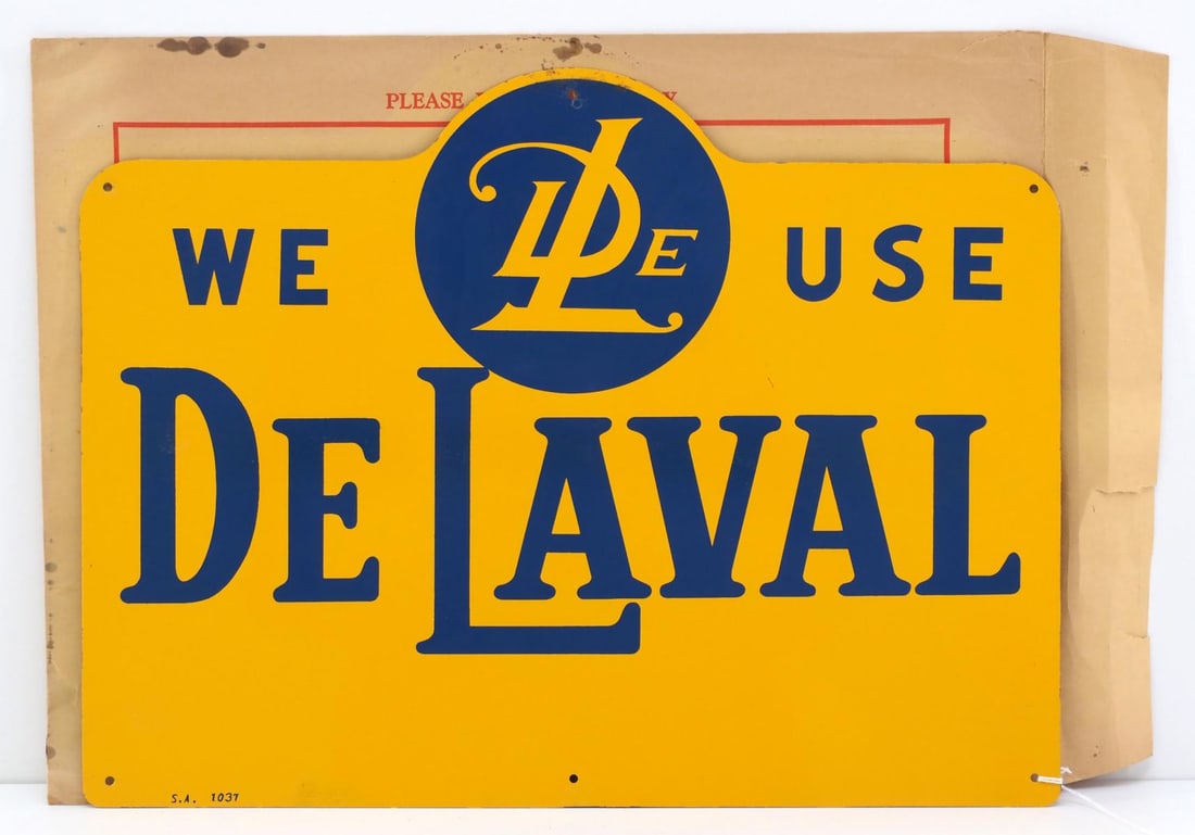 We Use DeLaval sign: 15.5"x12" SST NOS We Use DeLaval sign with envelope, marked SA 1037