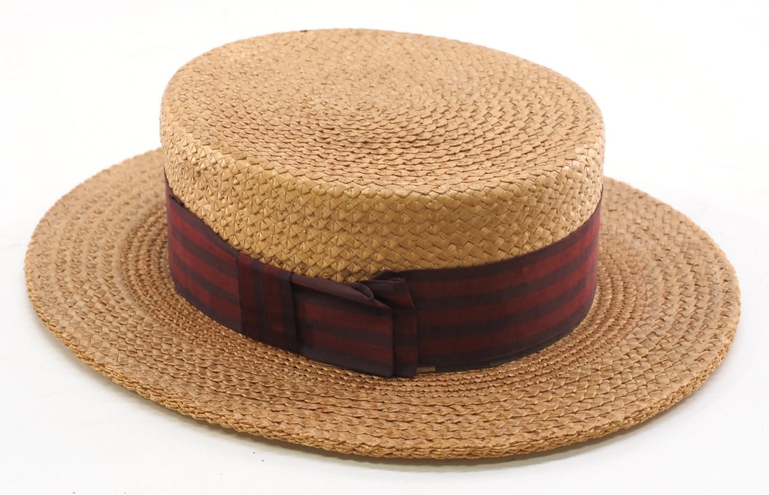 Mallory size 7.25 straw boater hat (1 of 5)