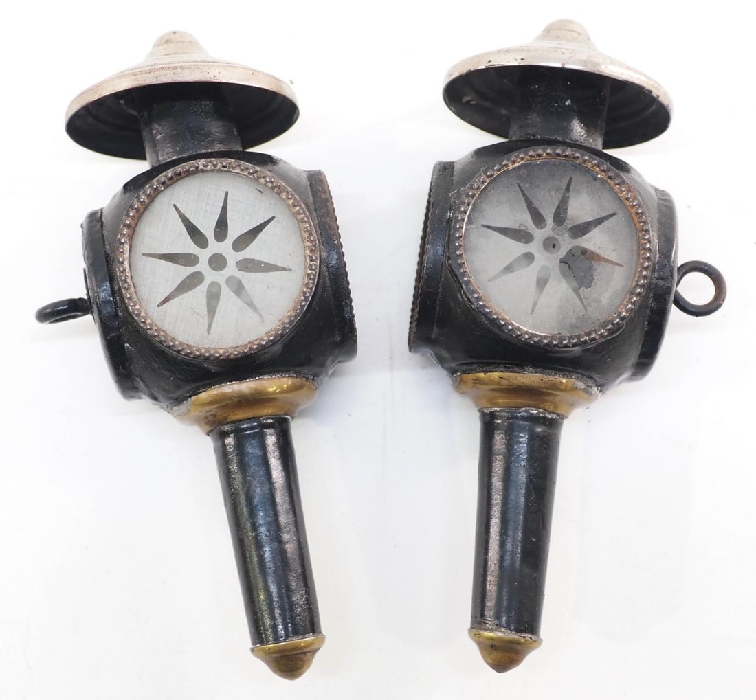 Pair of miniature carriage lamps: Pair of 6"H miniature carriage lamps - Good