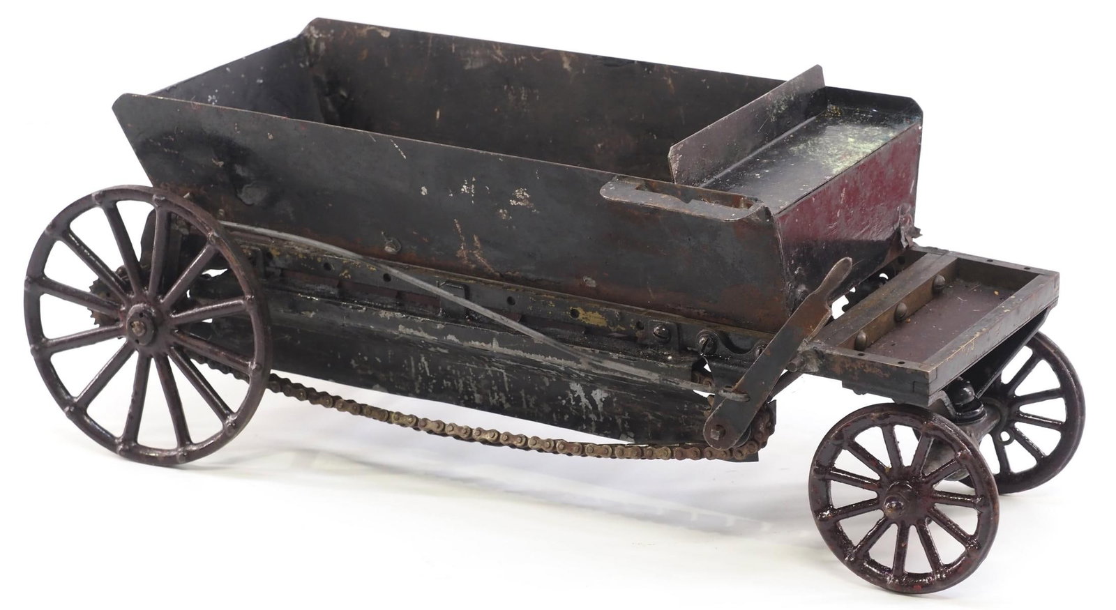 Salesman sample, metal belly dump wagon (1 of 4)