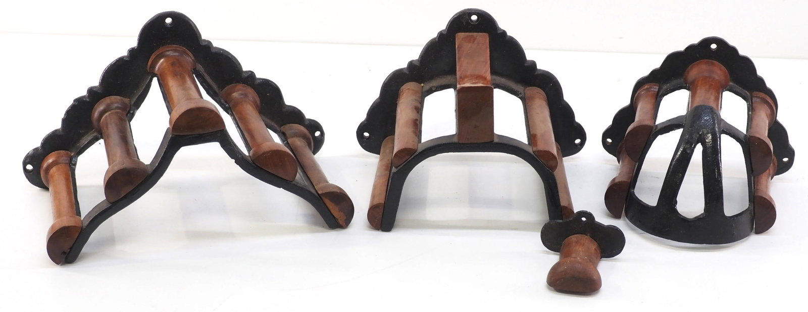 (4) Wood & cast iron, wall-mount harness racks (1 of 2)