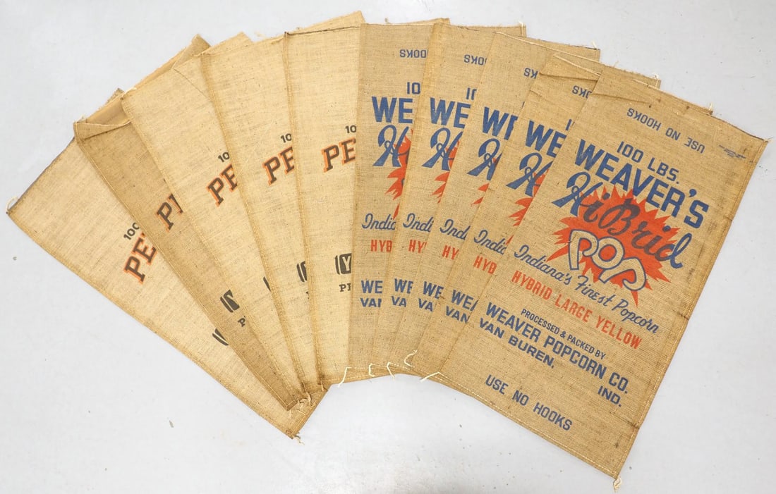 (10) NOS burlap popcorn bags: (10) NOS burlap popcorn bags