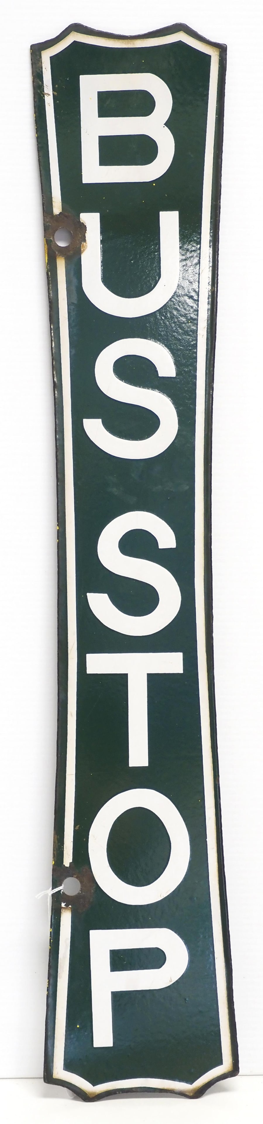 Bus Stop sign: 5.5"x30" DSP Bus Stop sign - Good with chips by hang holes Condition Good with chips by hang holes