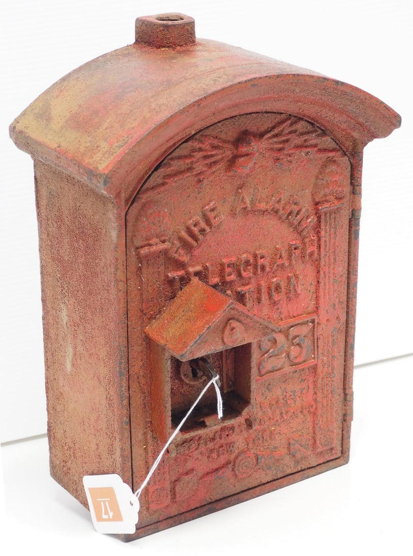 Fire Alarm Telegraph Station cast iron alarm box: Fire Alarm Telegraph Station cast iron alarm box, with key, 9.5"W x 13"H