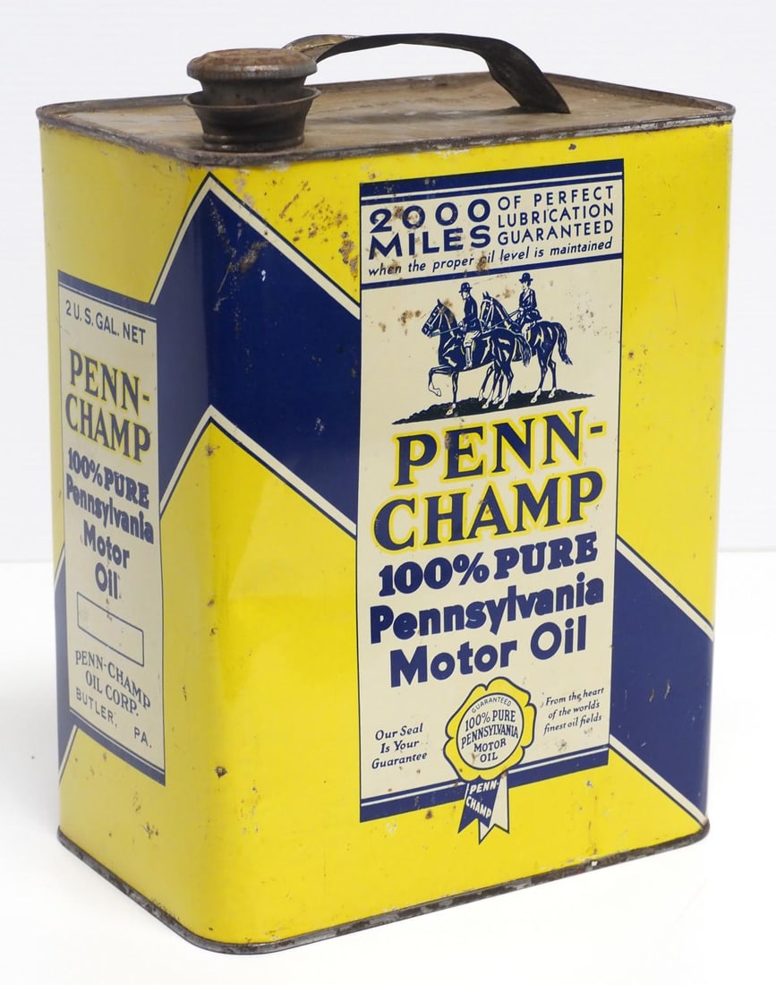 1-gallon Penn-Champ Motor Oil tin: 1-gallon Penn-Champ Motor Oil tin