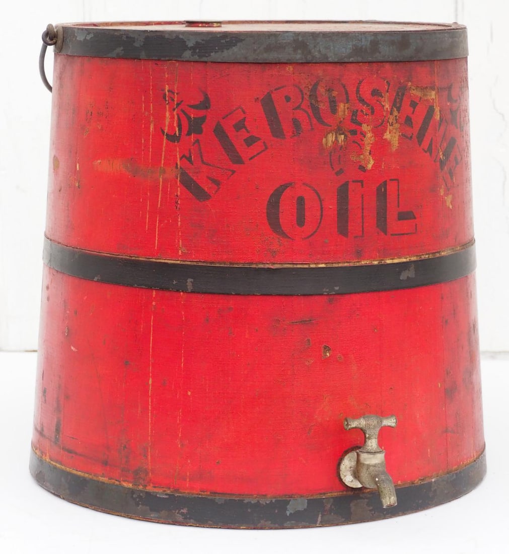 5-gallon Kerosene Oil: 5-gallon Kerosene Oil with spigot and good original paint and stenciling