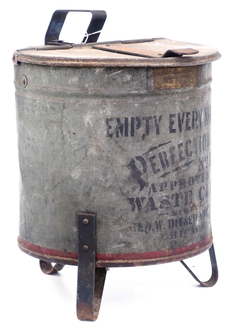 Perfection No.11 Waste Can: Perfection No.11 Waste Can with great stenciling, 12"dia. x 15"H
