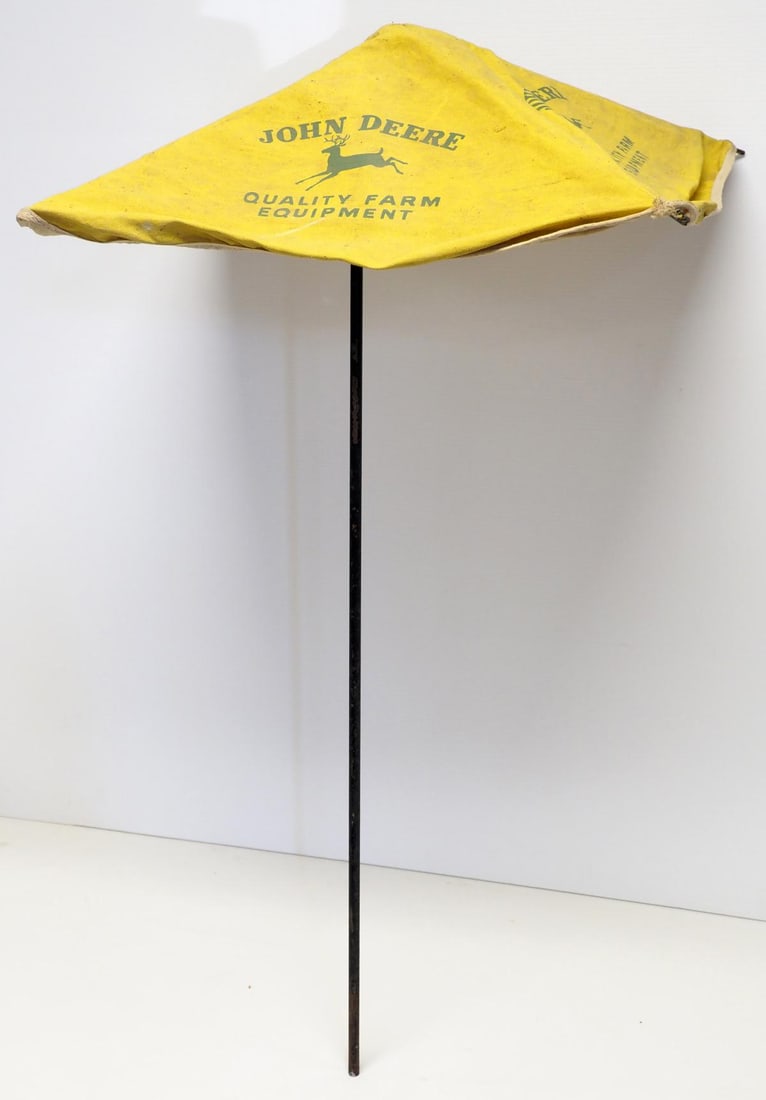 John Deere pedal tractor cloth umbrella: John Deere pedal tractor cloth umbrella with holder, original!