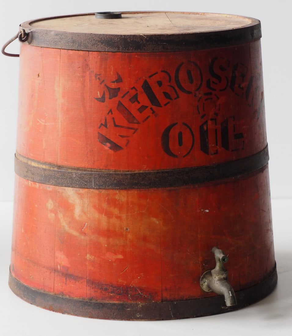5-gallon wooden Kerosene Oil bucket (1 of 3)