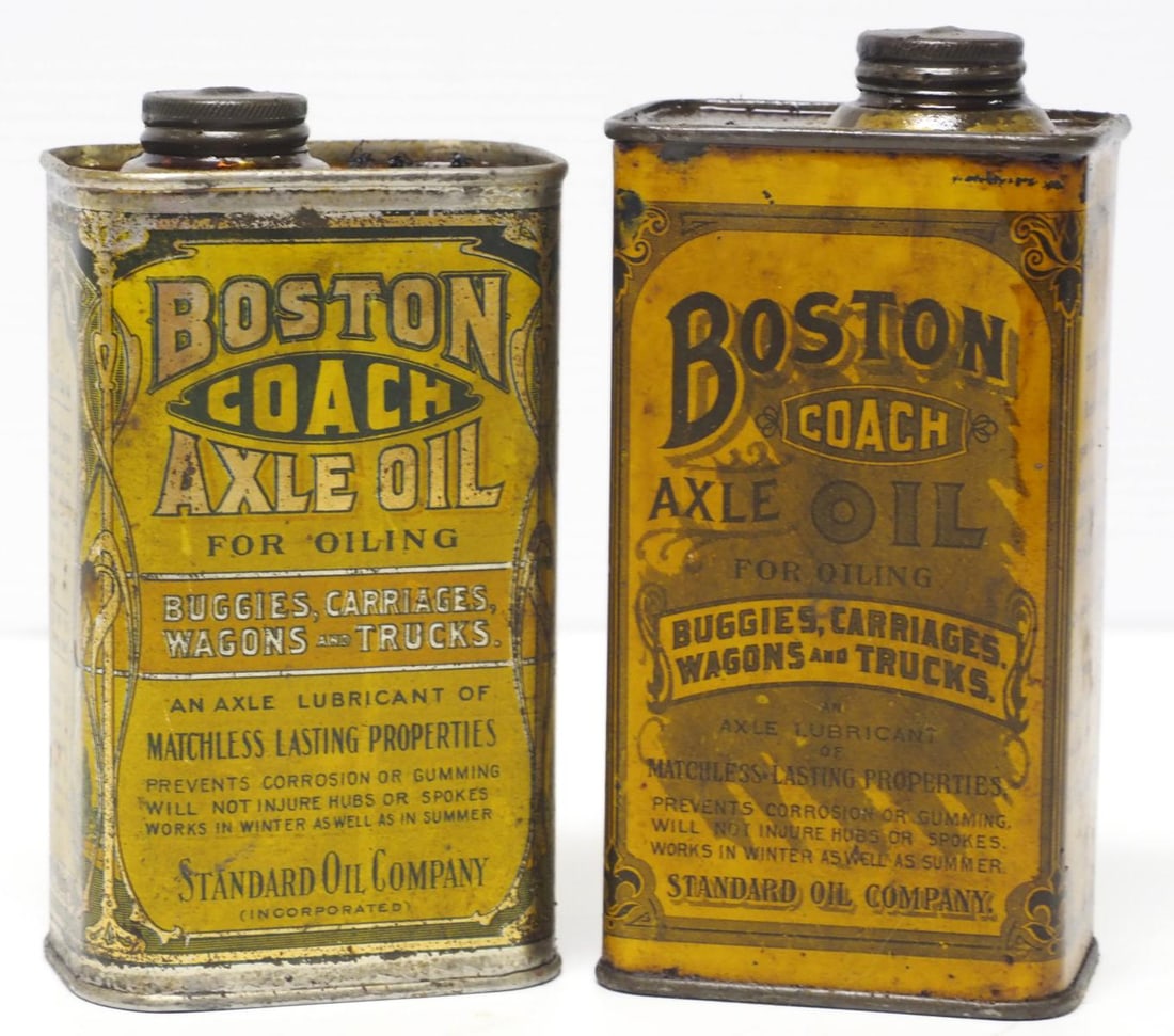 (2) Boston Coach Axle Oil tins with product (1 of 2)