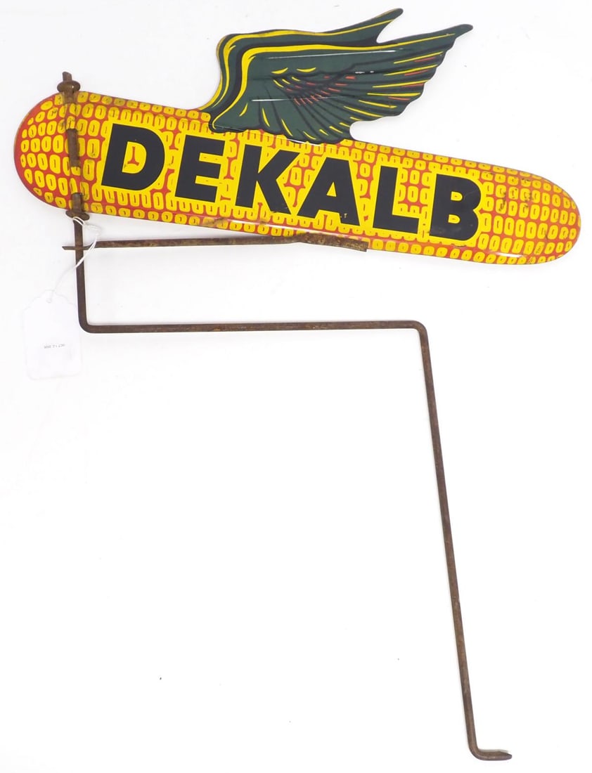 DeKalb flying ear of corn fence spinner sign: 18"x8" DST DeKalb flying ear of corn fence spinner sign