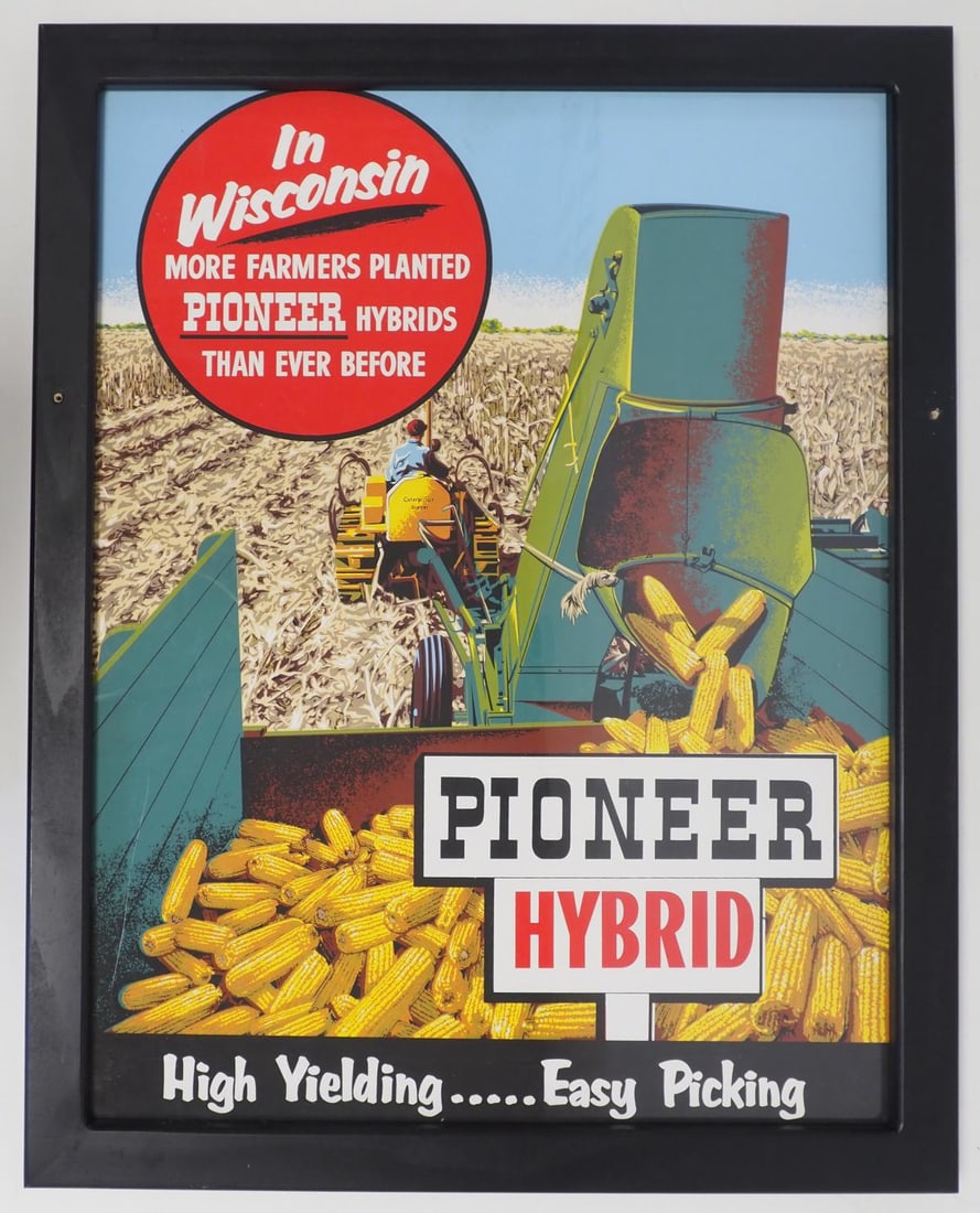Pioneer Hybrid cardboard advertisement: Pioneer Hybrid In Wisconsin cardboard advertisement, frame measures 24"x30" - Excellent Condition Excellent