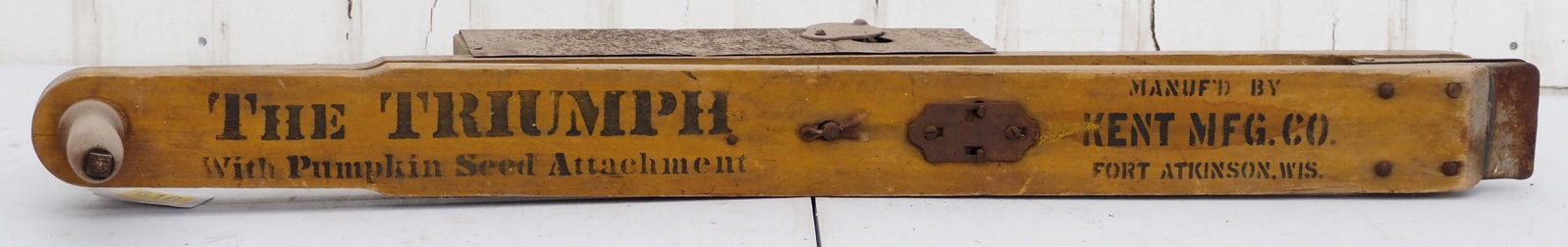 Triumph hand corn planter by Kent Mfg.: Triumph hand corn planter by Kent Mfg. with very good original paint and stenciling
