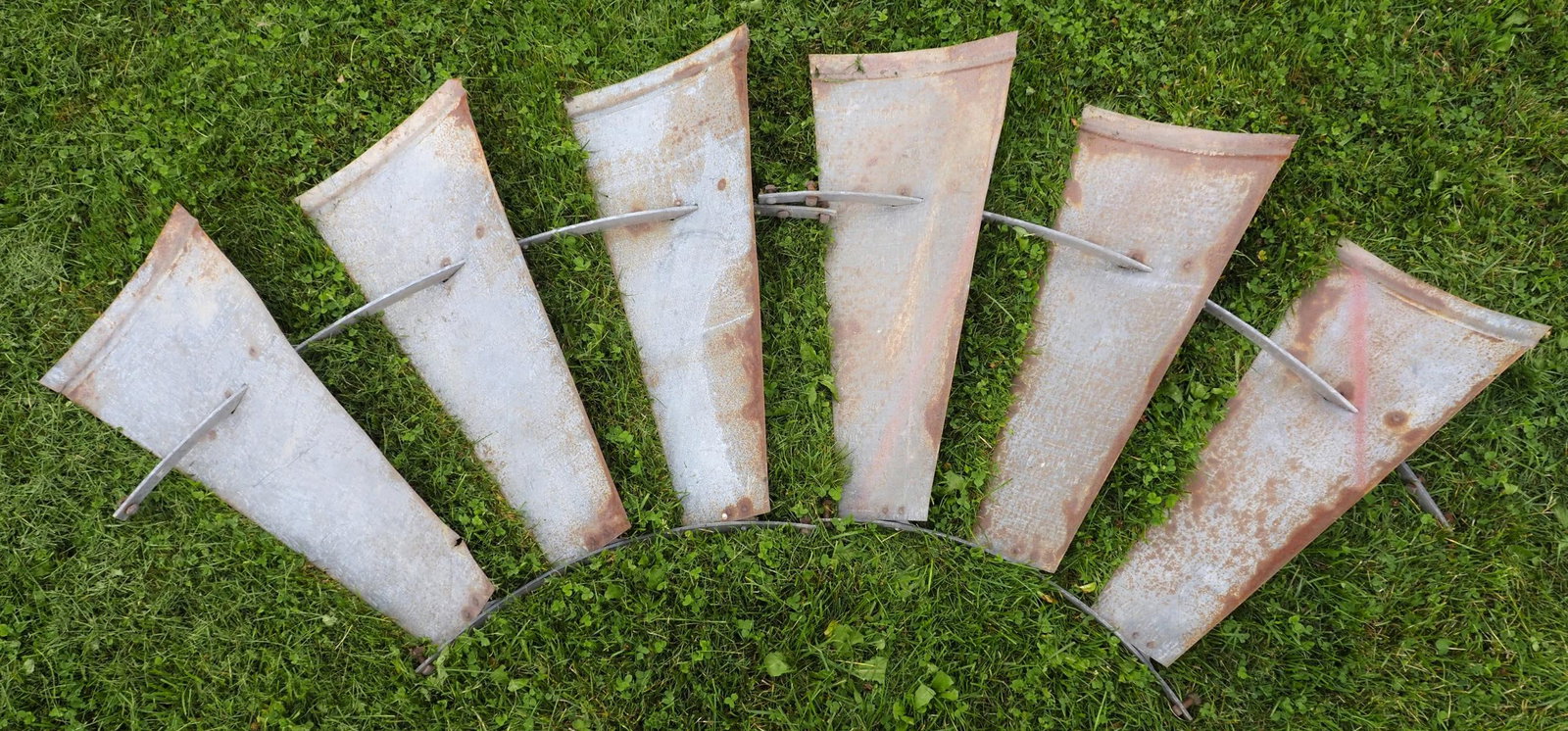 (2) Sections of galvanized windmill fan: (2) Sections of galvanized windmill fan, blades 29"H