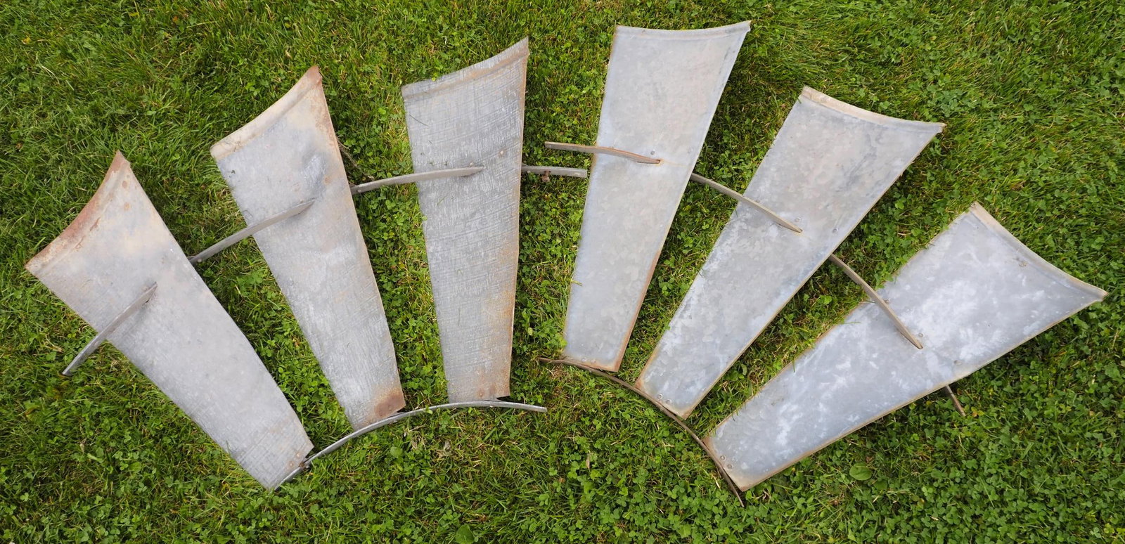 (2) Sections of galvanized windmill fan: (2) Sections of galvanized windmill fan, blades 29"H