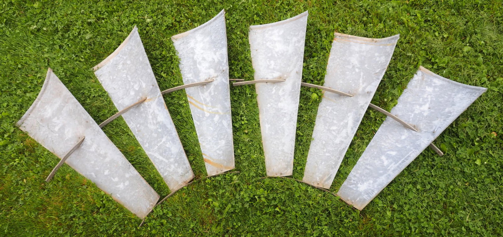 (2) Sections of galvanized windmill fan: (2) Sections of galvanized windmill fan, blades 29"H