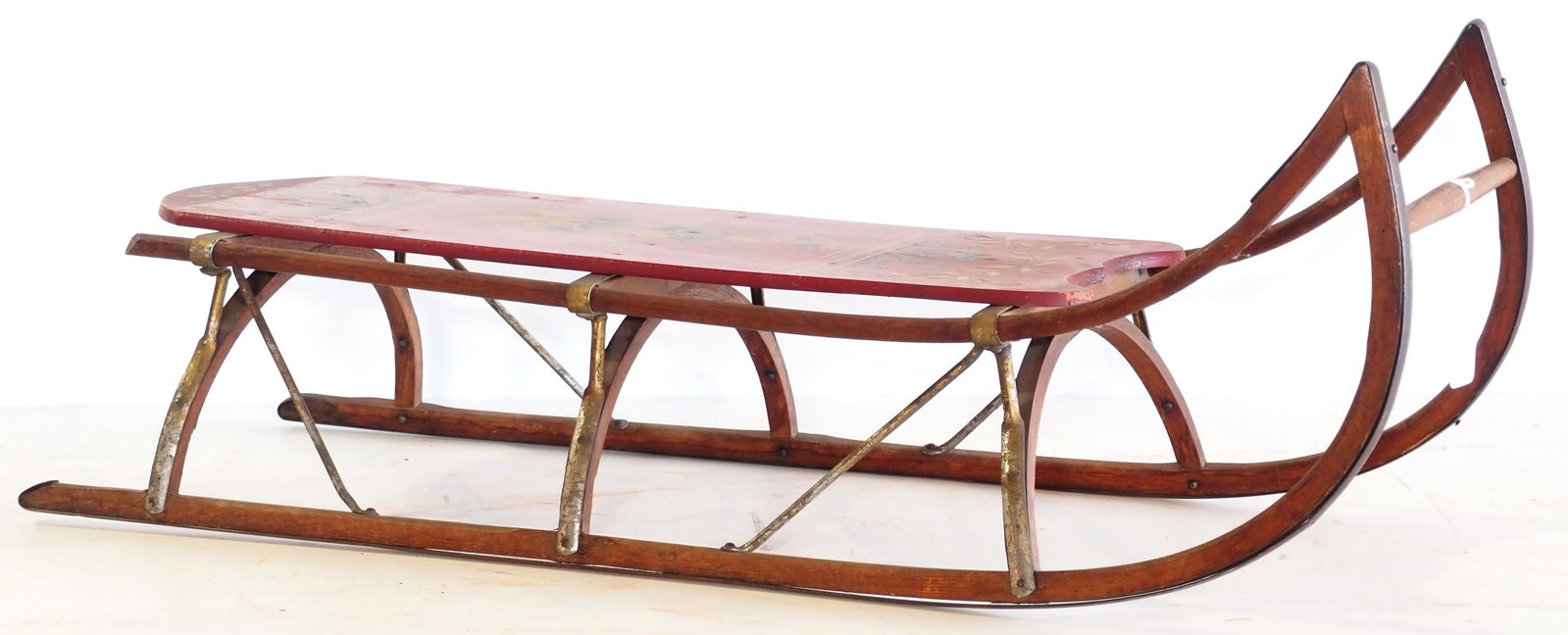 Wooden child's sled with floral stenciling: Wooden child's sled with floral stenciling * * NOT ELIGIBLE FOR IN-HOUSE SHIPPING. Please contact the auction house for transport options and additional details. Items must be picked up within 10