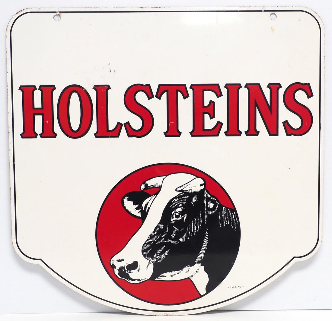 Holsteins sign with cow graphics: 24"x24" DST Holsteins sign with cow graphics, marked S.T.M.S. 60-1 - Great Condition Great