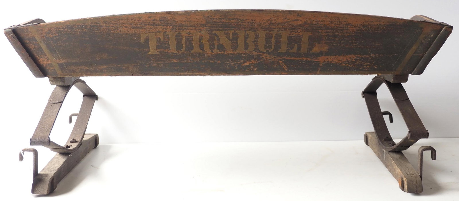 Turnbull box wagon seat: Turnbull box wagon seat with good original paint and stenciling * * NOT ELIGIBLE FOR IN-HOUSE SHIPPING. Please contact the auction house for transport options and additional details. Items must be pic
