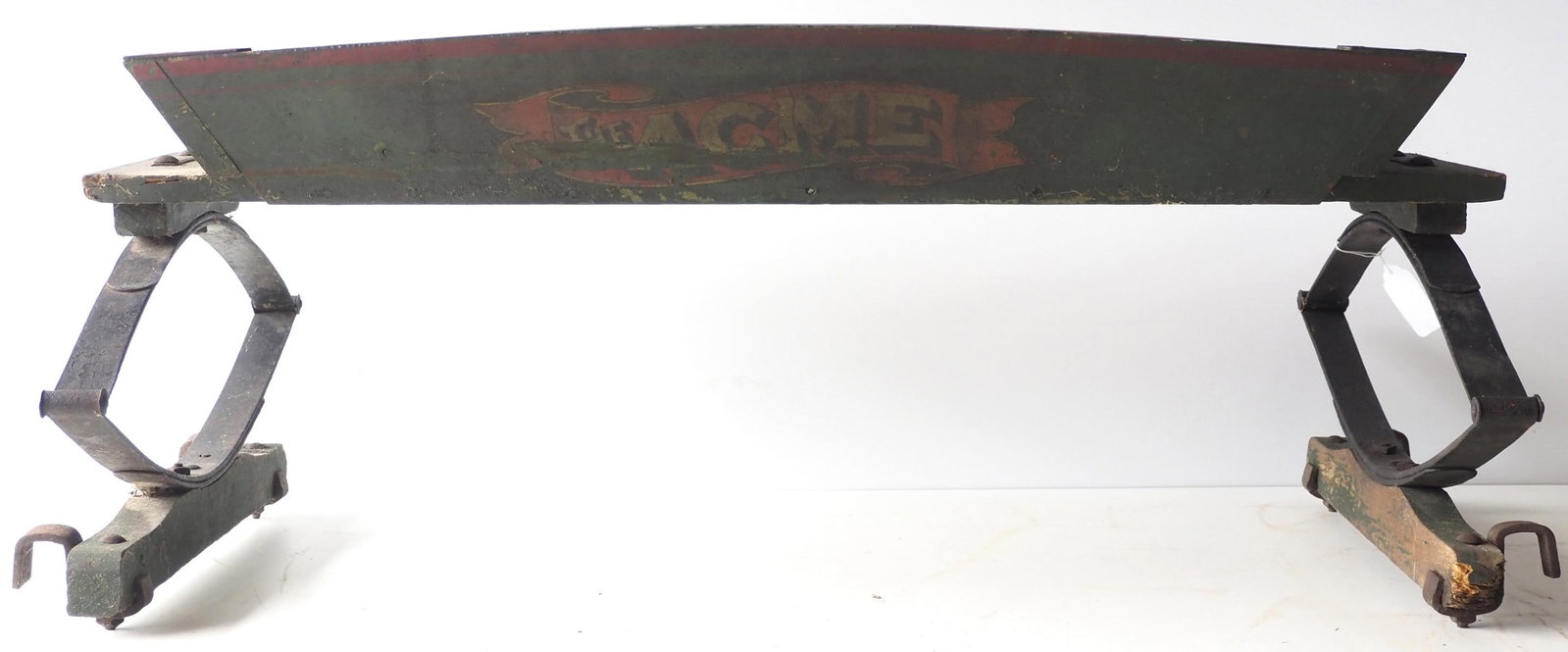 Acme box wagon seat: Acme box wagon seat with good original paint and stenciling * * NOT ELIGIBLE FOR IN-HOUSE SHIPPING. Please contact the auction house for transport options and additional details. Items must be picked