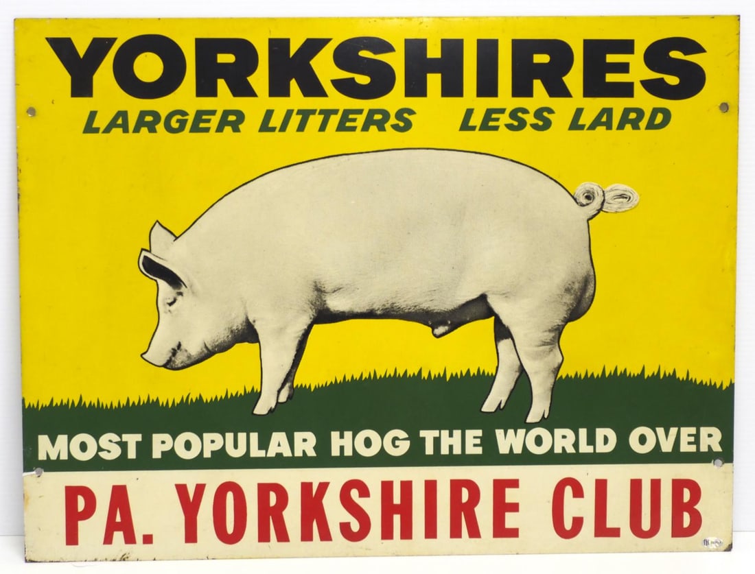 Yorkshires dealer sign for PA. Yorkshire Club: 23.5"x18" DST Yorkshires dealer sign for PA. Yorkshire Club - Great with a few scratches Condition Great with a few scratches