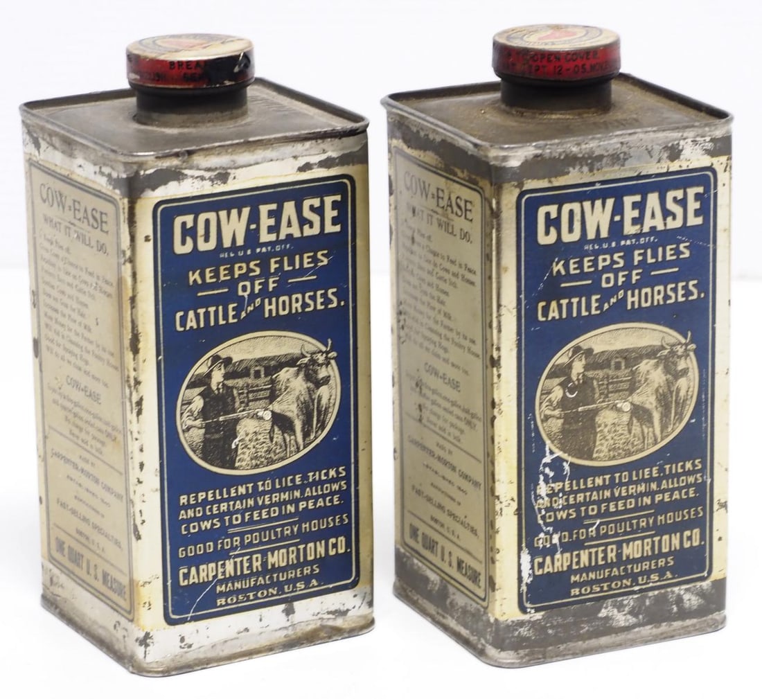 (2) Cow-Ease 1-quart tins: (2) Cow-Ease 1-quart tins, full of product with lids! - Great Condition Great
