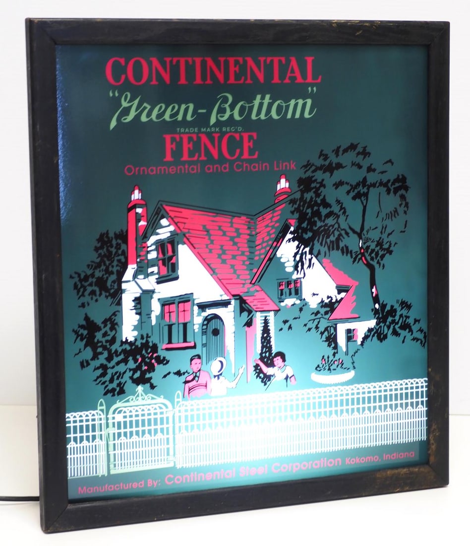 Continental 'Green-Bottom' Fence lighted sign (1 of 4)