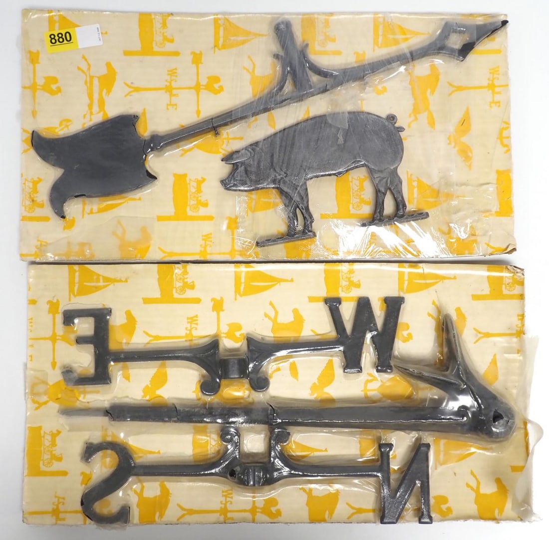NOS set of weathervane with pig and directionals: NOS set of weathervane with pig and directionals, 24"L, approx 1980's?