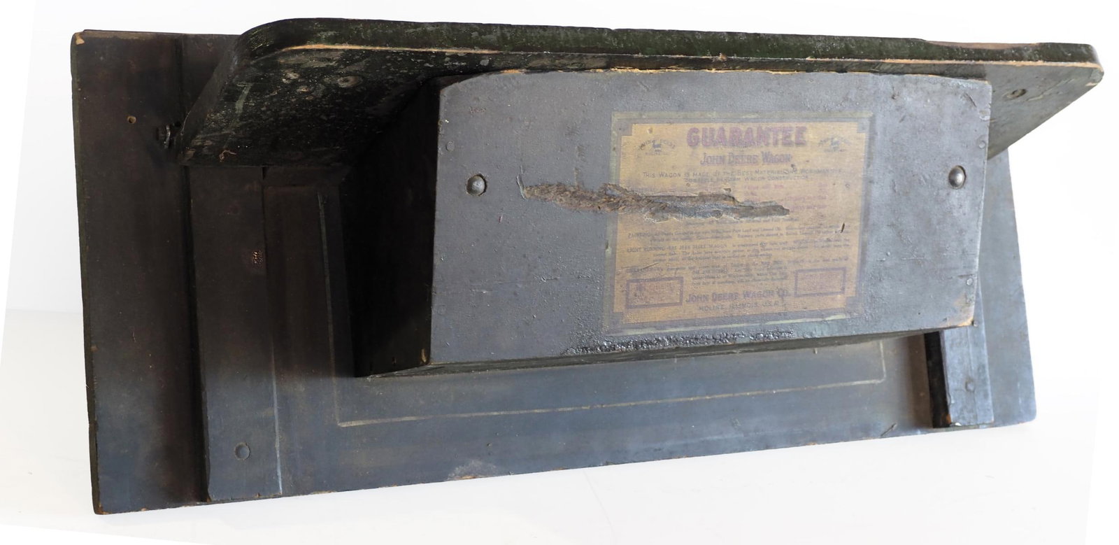 John Deere box wagon front board - WOW!: John Deere box wagon front board with foot rest and tool box with original guarantee label, WOW! 36"x14" - Excellent! Condition Excellent!