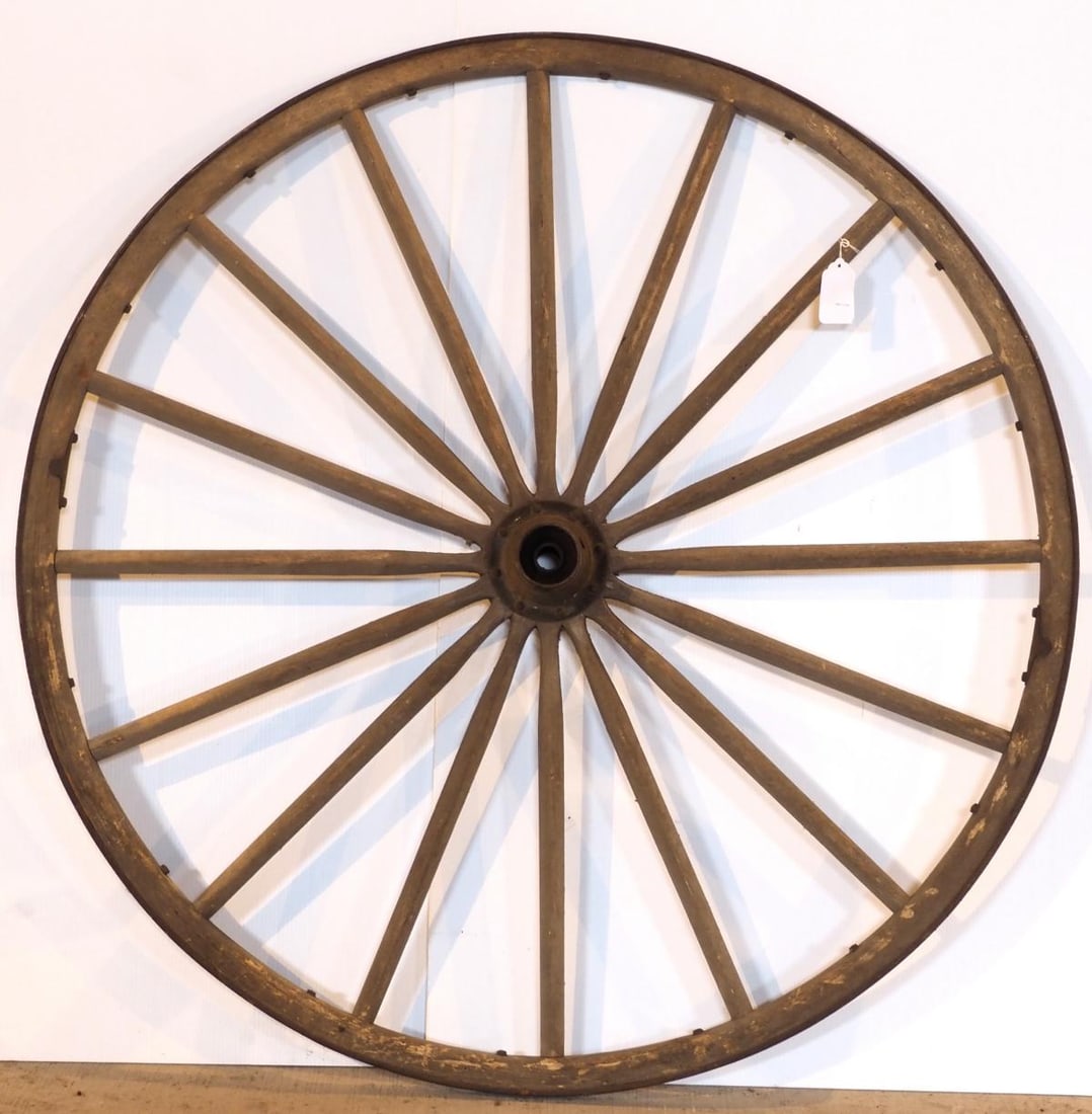 44'dia. buggy wheel: 44"dia. buggy wheel * * NOT ELIGIBLE FOR IN-HOUSE SHIPPING. Please contact the auction house for transport options and additional details. Items must be picked up within 10 business days of the