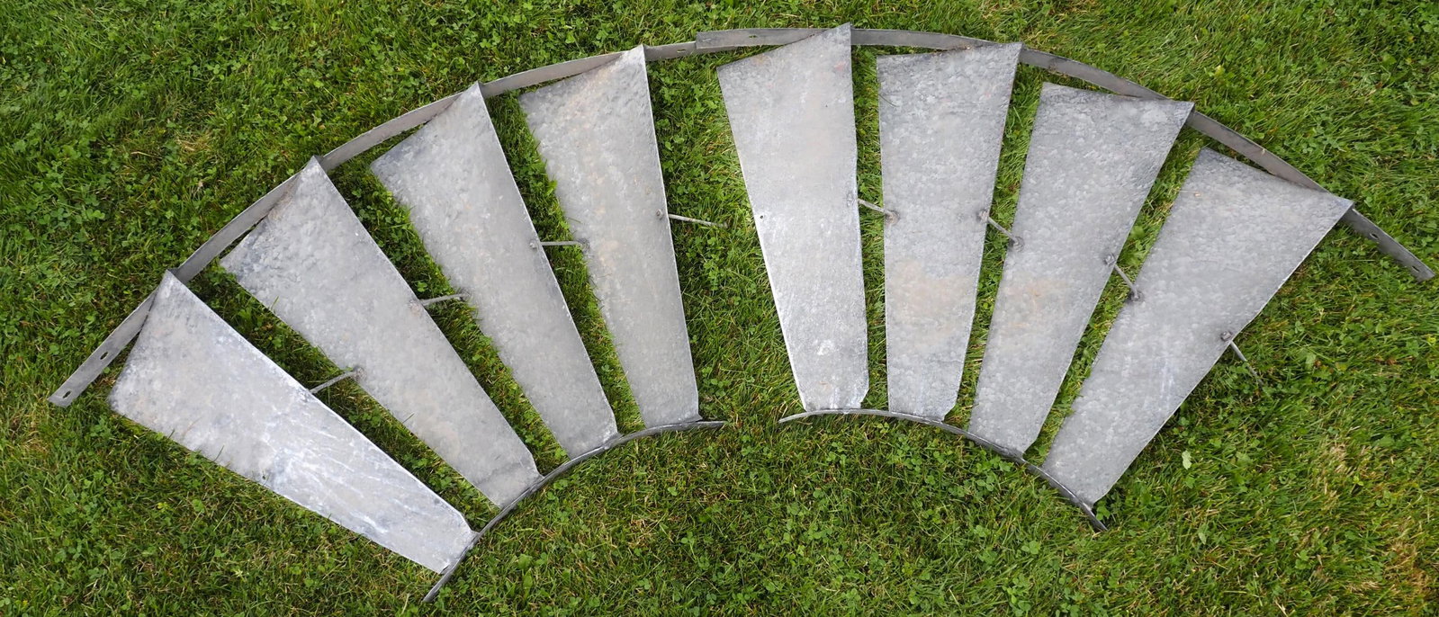 (2) Sections of galvanized windmill fan: (2) Sections of galvanized windmill fan, blades 29"H