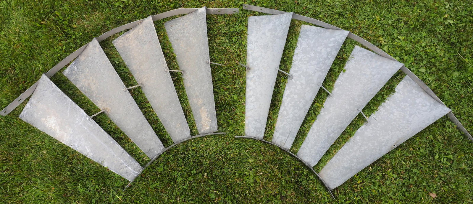 (2) Sections of galvanized windmill fan: (2) Sections of galvanized windmill fan, blades 29"H