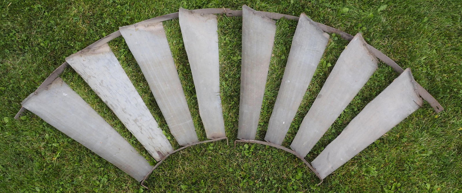 (2) Sections of galvanized windmill fan: (2) Sections of galvanized windmill fan, blades 29"H