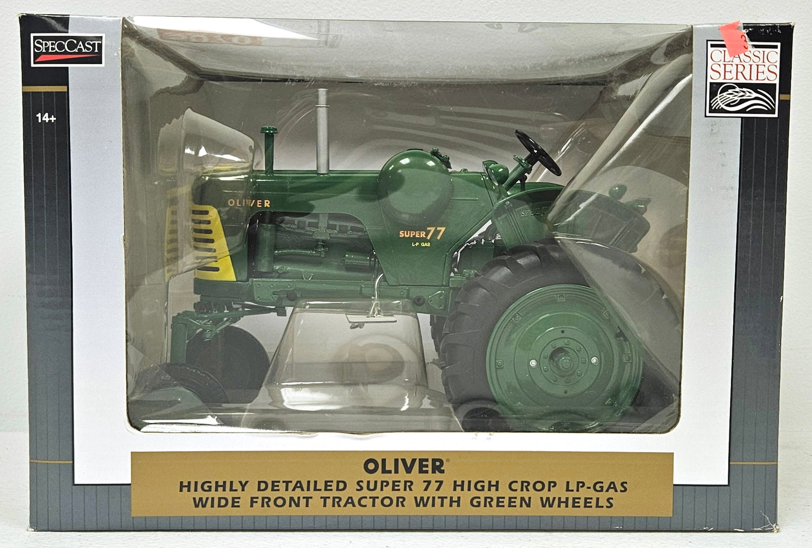 Oliver Super 77 High Crop LP Gas WF HD Tractor: Spec Cast 1/16 Scale Oliver Super 77 High Crop LP Gas WF HD Tractor with Green Wheels, Classic Series Edition, Stock No. SCT 447 * * Most toy items are eligible for in-house shipping. Oversized items 