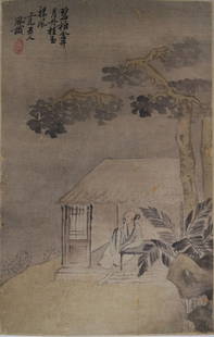 AN OLD PAINTING ON SILK, SIGNED “ZHANG FENG”: Measurements of paintings only H : 27.5 CM W : 18 CM