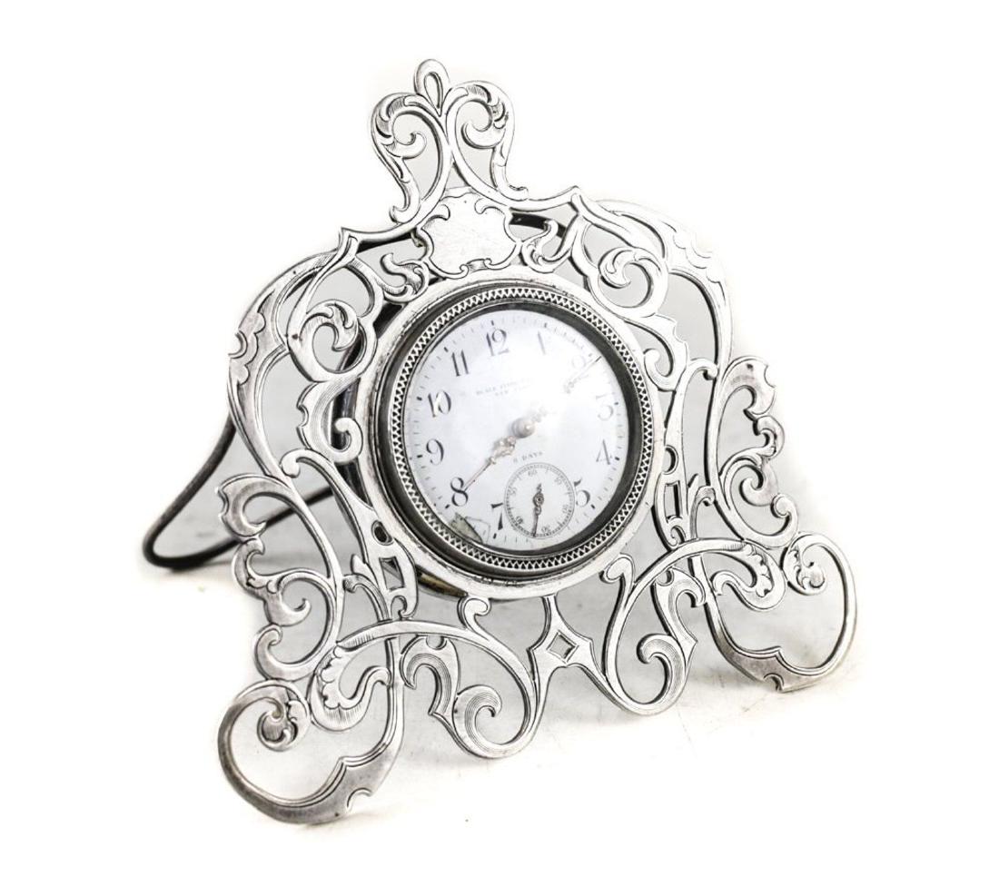 Black Starr Frost 8 Day Sterling Silver Mini Desk Clock (1 of 6)