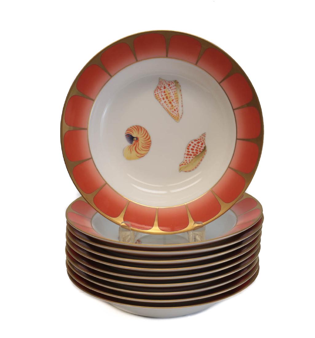 10 Lynn Chase Fine Porcelain Rimmed Soup Bowls in Coral (1 of 3)