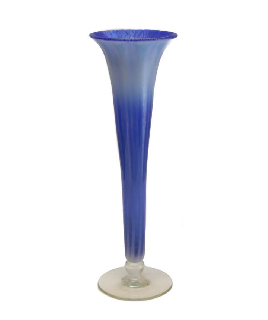 LCT Tiffany Favrile Vibrant Blue Pastel Trumpet Vase (1 of 4)