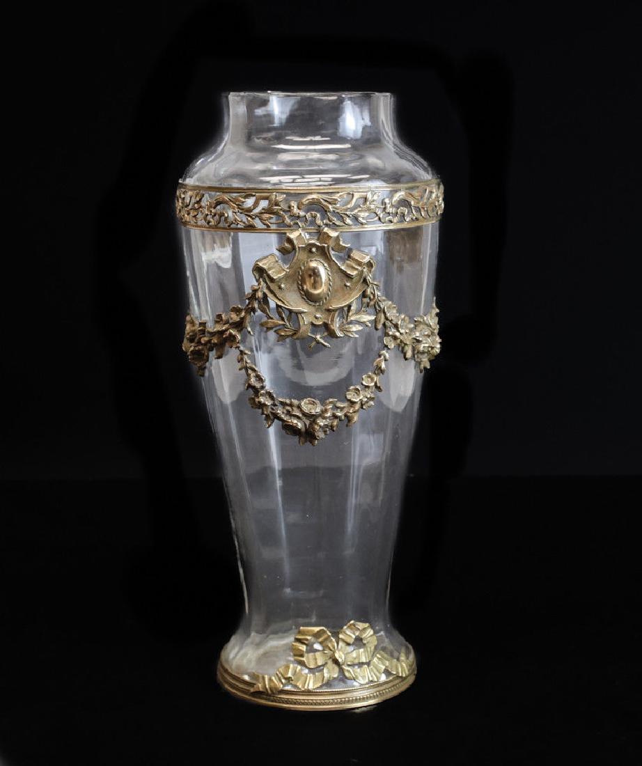 French Glass and Polished Brass Overlay Vase, (1 of 6)