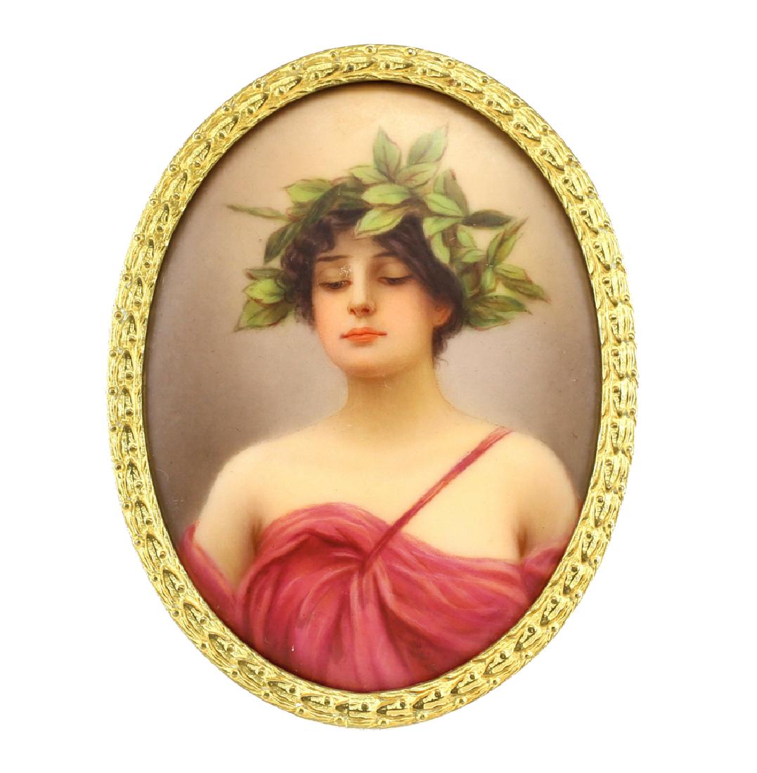 Continental Mini Porcelain Portrait Gilt Bronze Frame (1 of 4)