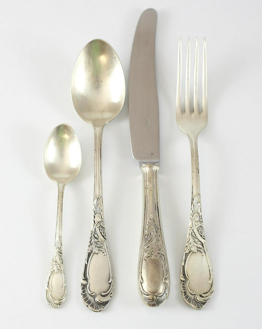 48pc Russian Silver Flatware Service for 12, 20th C (1 of 8)